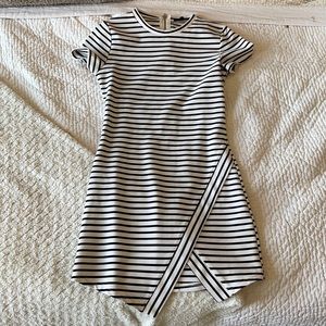 Striped dress with cross fabric detail